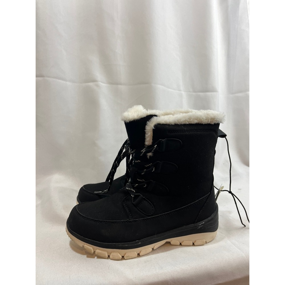 Universal Thread Womens‎ Black Waterproof Winter Snow Boots Faux Fur Trim Size 6